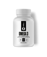 A bottle of Omega 3 fish oil supplement.