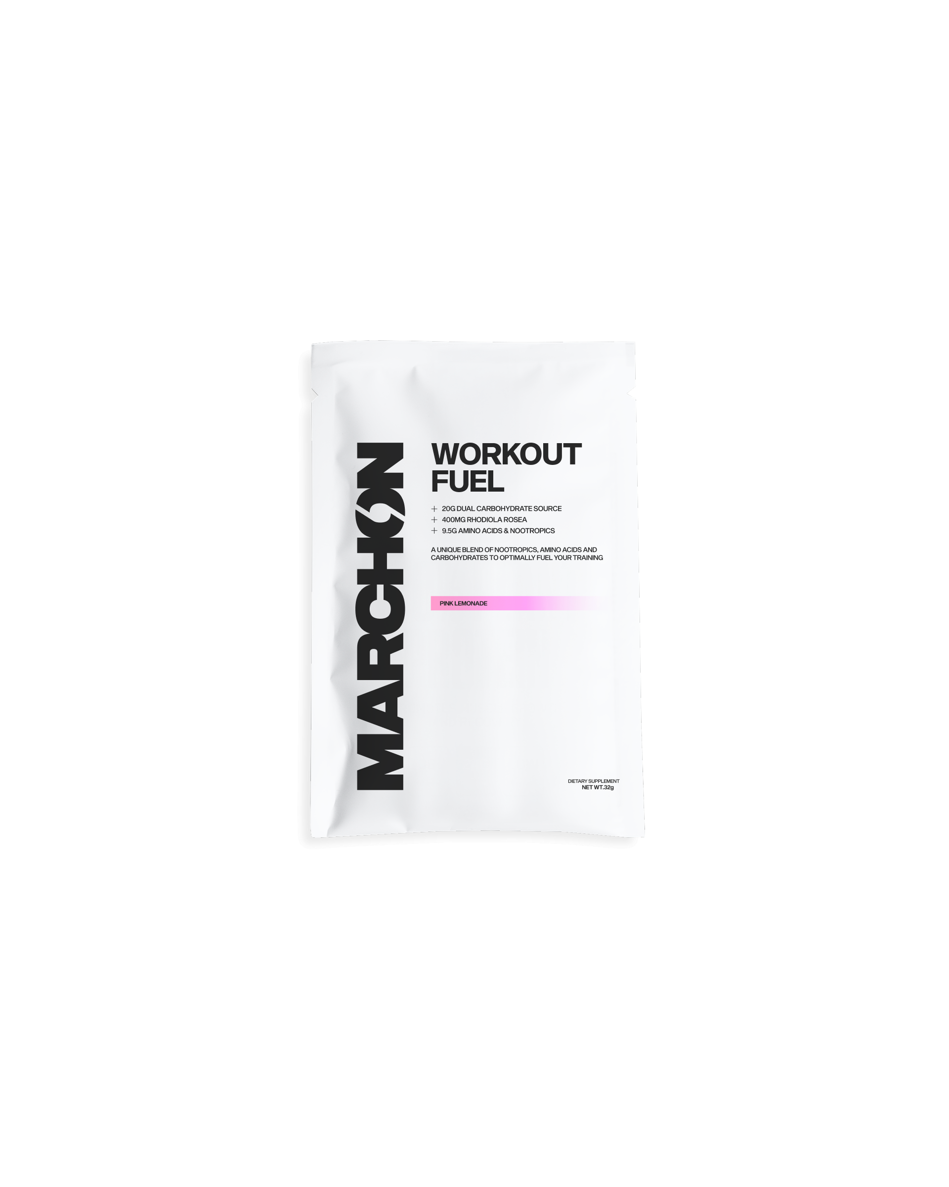 MARCHON Workout Fuel sample sachet on a white background
